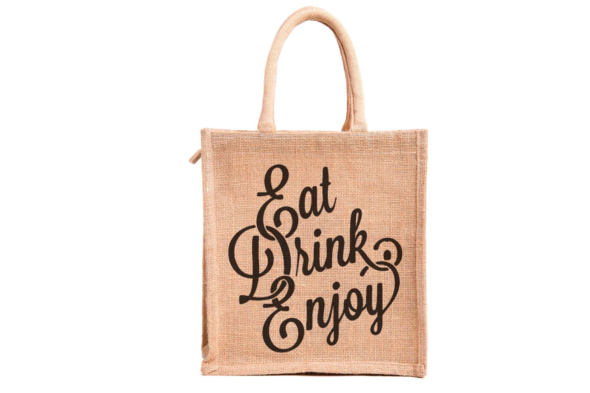LoveArts Jute Lunch Bag With Zip / Jute Bag – Eat Drink Enjoy